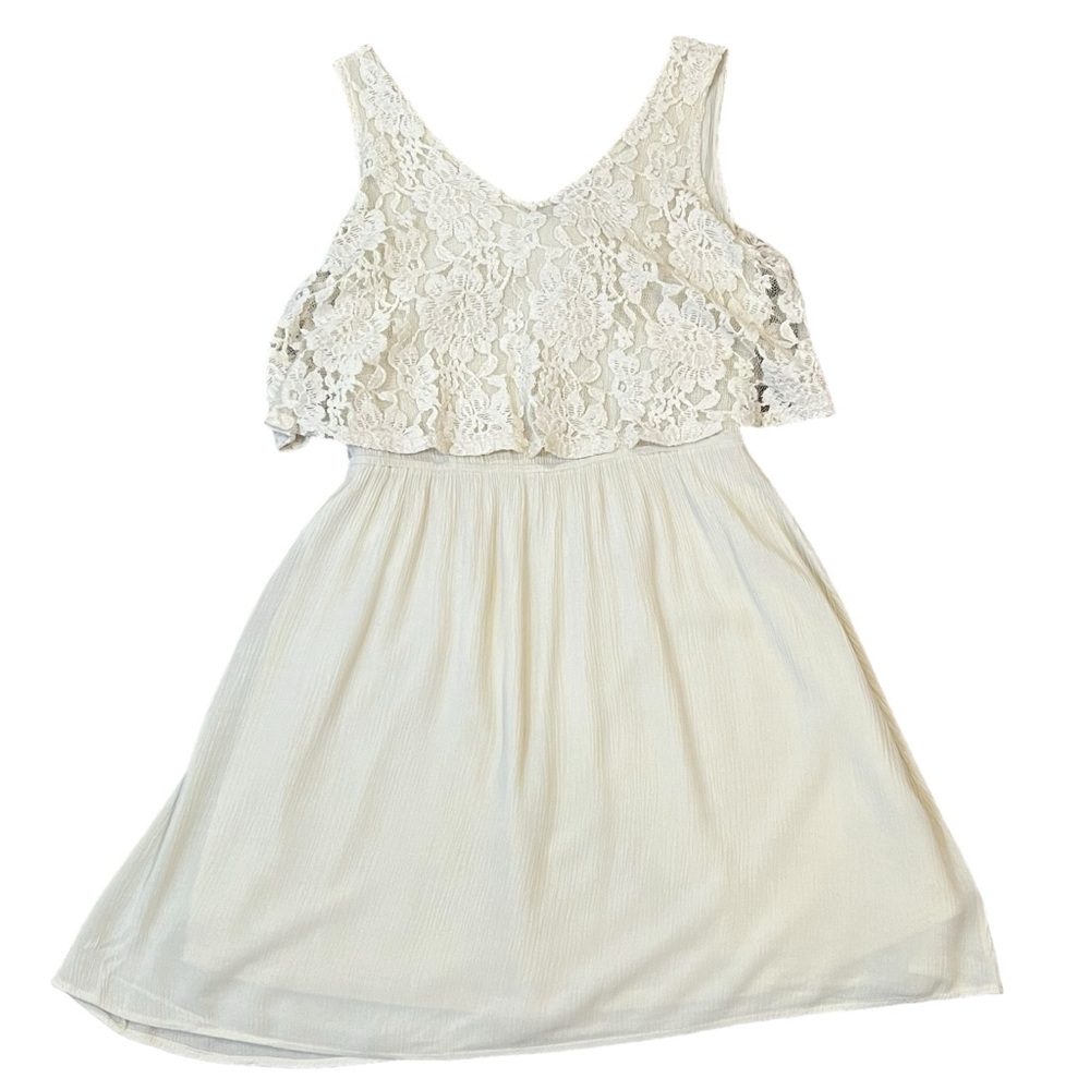 CHARMING CHARLIE off white lace gauze dress size medium lined